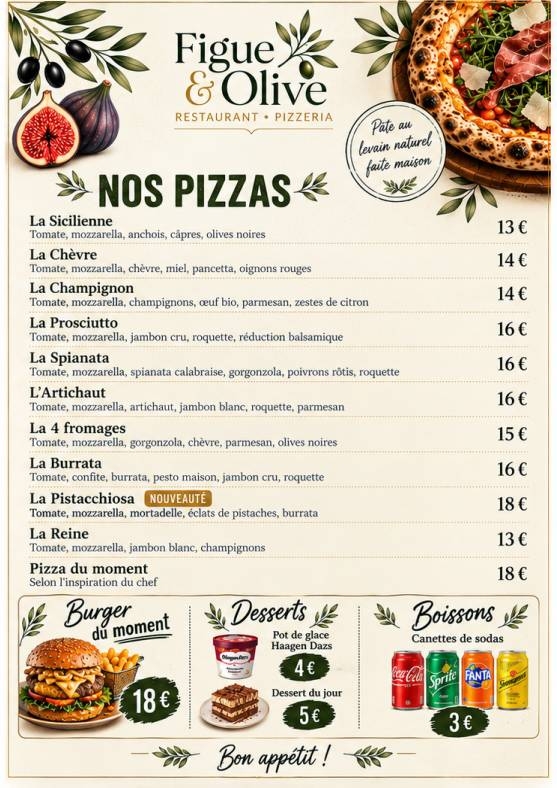 Figue & Olive - restaurant NICE - restaurant nice ouest - restaurant collines nice - restaurant avec vue nice - Pizza feu de bois Nice